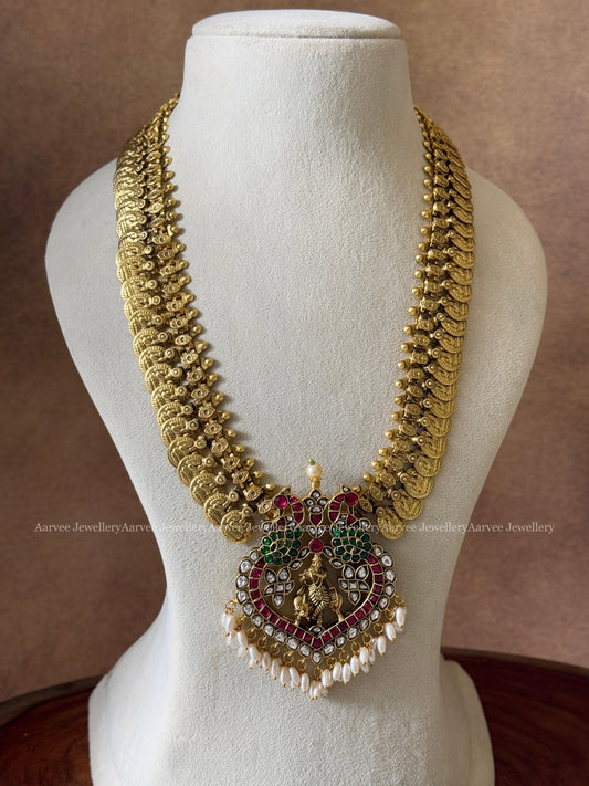 JADAU KUNDAN COIN MIDLENGTH CHAIN WITH RADHEYKRISHNA PENDANT