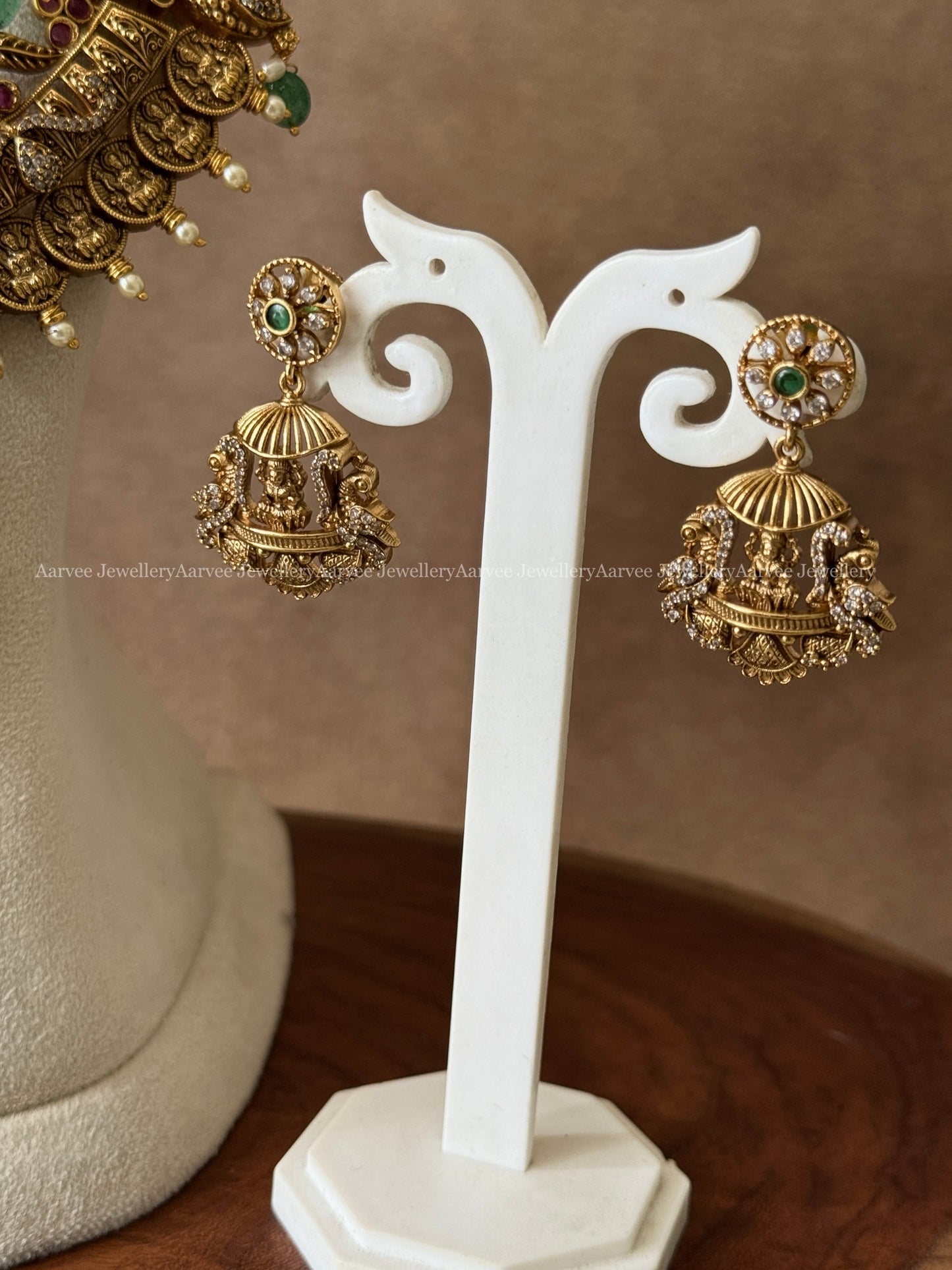 GOLD FINISH COIN & LAKSHMI HARAM WITH PASTEL BEADS