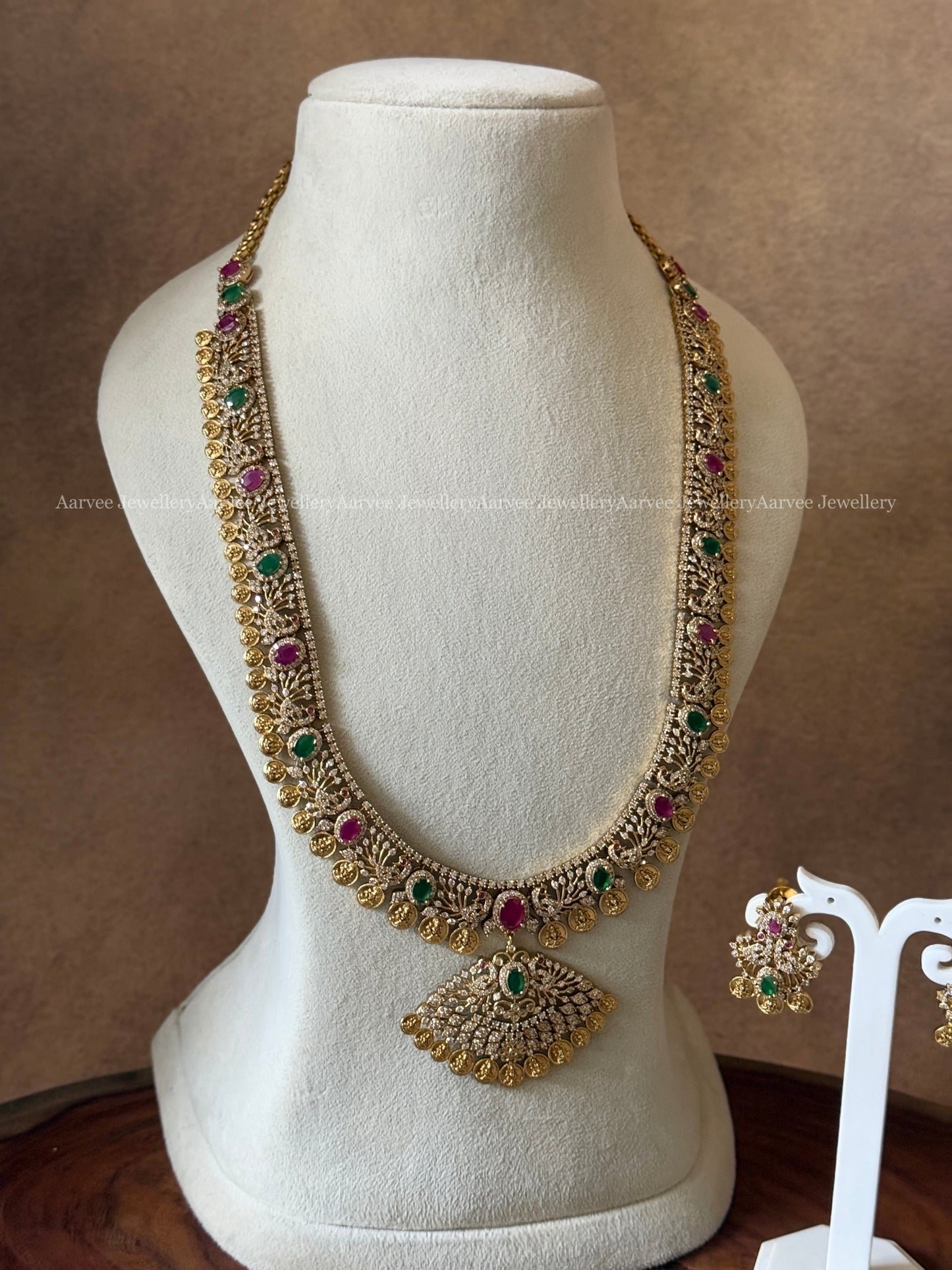 GOLD FINISH CZ STONE HARAM SET
