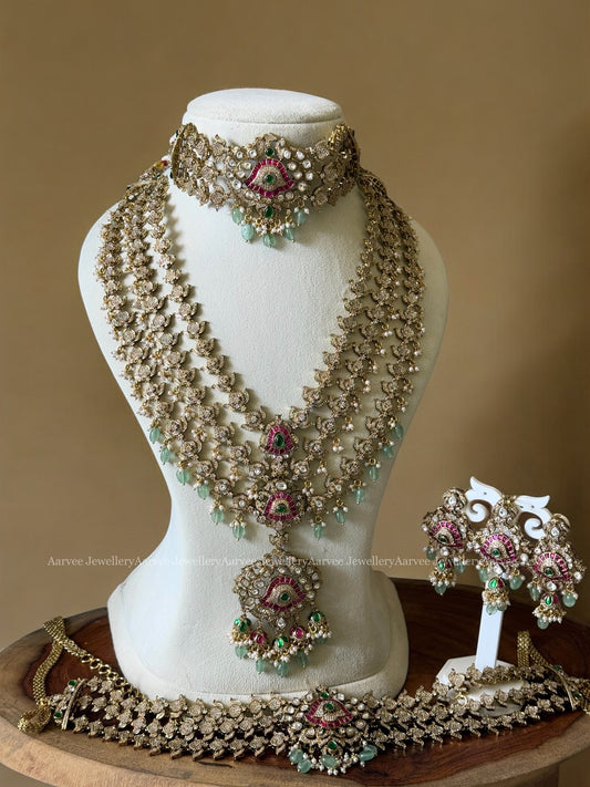 VICTORIAN BRIDAL JEWELLERY SET WITH PASTEL BEADS