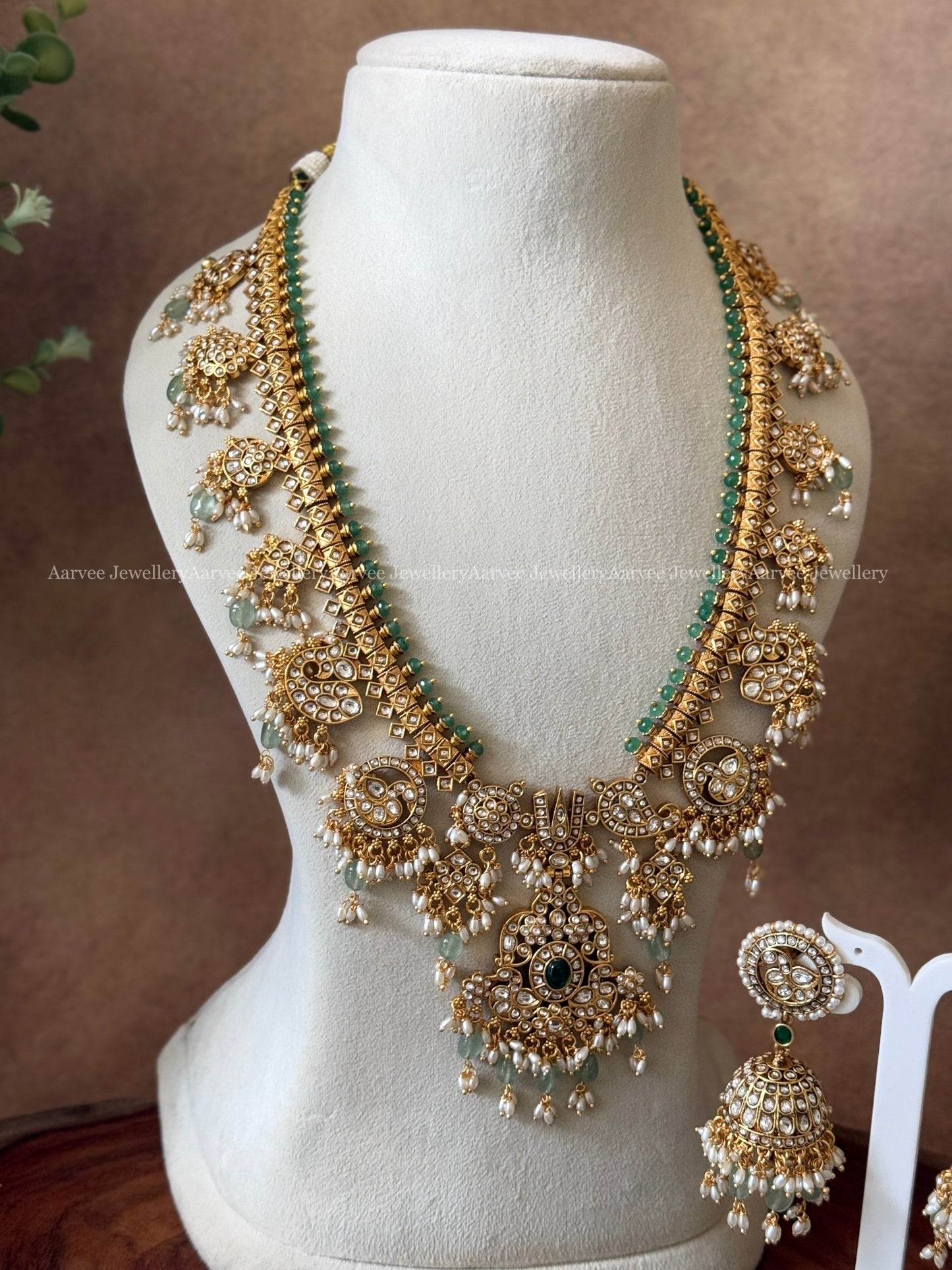 NITA GUTTA PUSALU HARAM SET WITH WHITE STONE & PASTEL BEADS