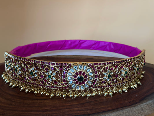 CLASSIC KEMP WAIST BELT WITH GOLD BEADS
