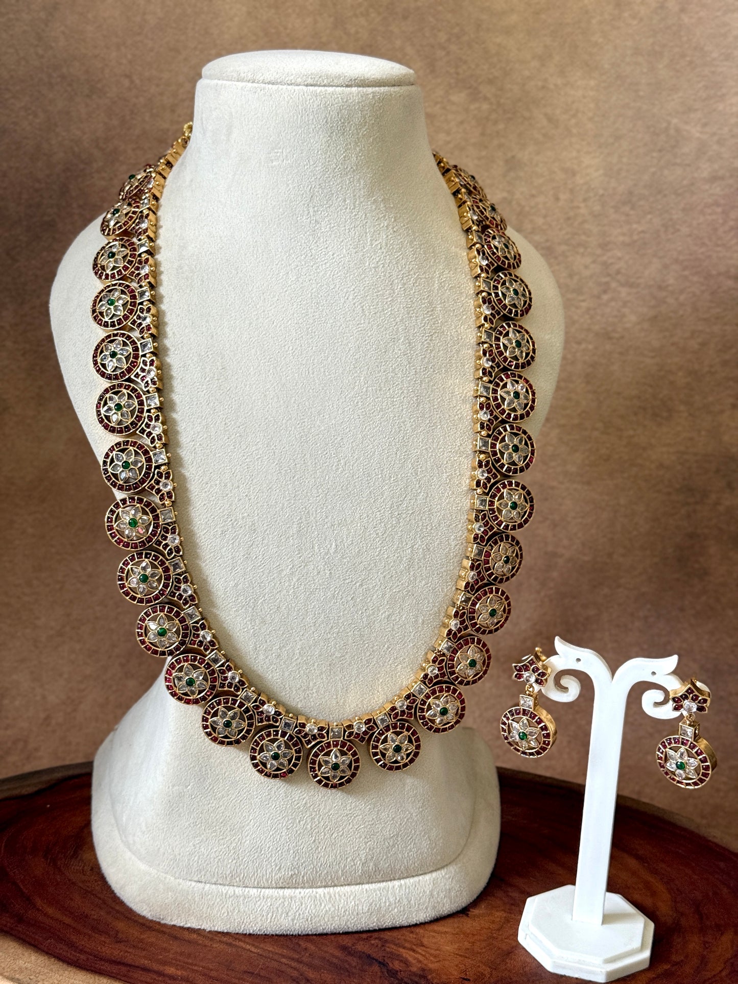 BOTTUMALA HARAM SET WITH CZ RUBY / GREEN STONES