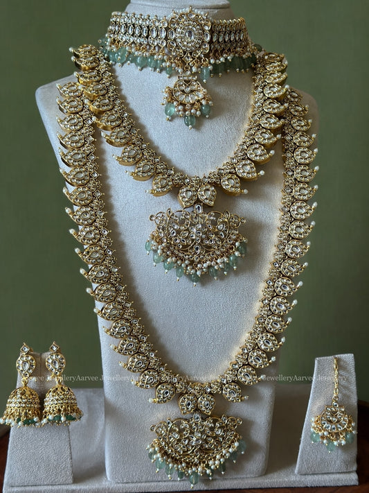 KEMP SEMI BRIDAL JEWELLERY SET | MANGO MOTIF WITH PASTEL BEADS