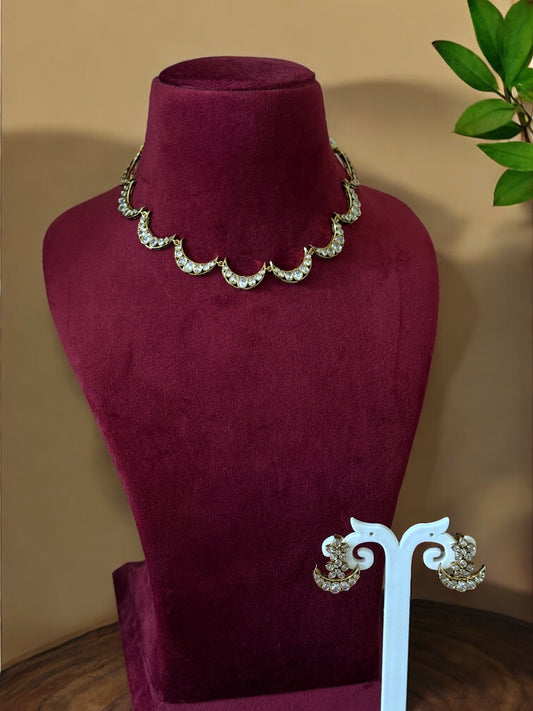 WHITE STONE CHAND NECKLACE SET