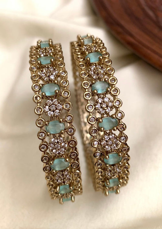 VICTORIAN BANGLE IN PASTEL BLUE STONES